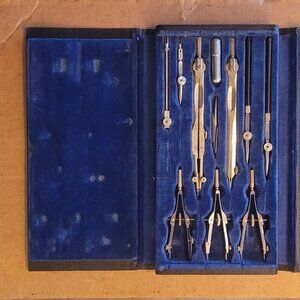 Vintage Dietzgen "Reliance" Eleven Piece Drafting Tool Set Germany US Zone